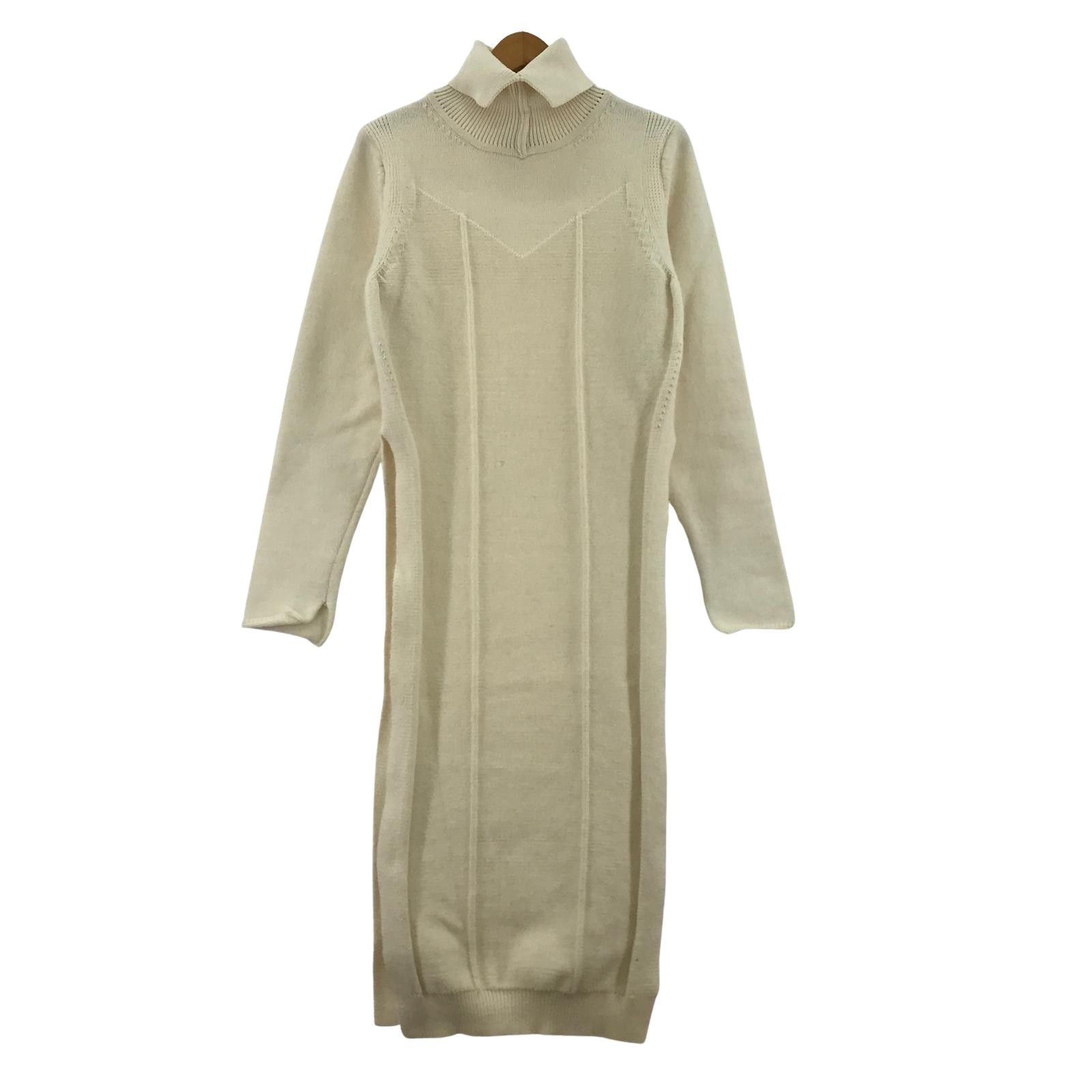 TAN SPONDISH TURTLE NECK ONEPIECE ﾀｰﾄﾙﾈｯｸﾜﾝﾋﾟｰｽ F ﾎﾜｲﾄ