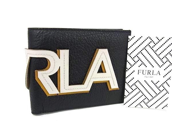 FURLA フルラ レザー 二つ折り 財布 ウォレット 札入れ 小銭入れ カード入れ メンズ レディースブラック系 FP4696