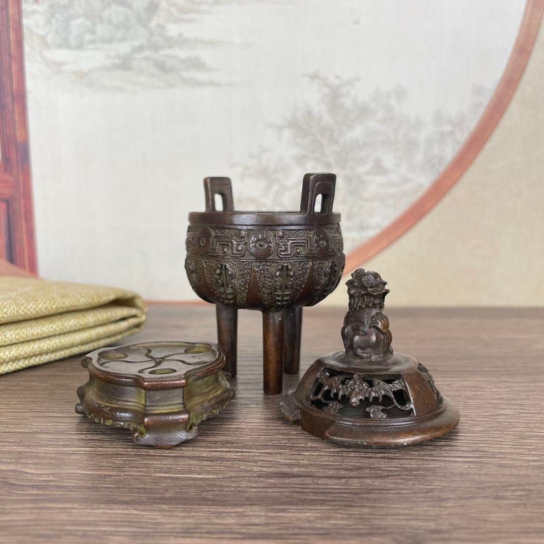 香炉/香器『高岡銅器【龍地紋[小]徳色香炉】銅製/能作吉秀作