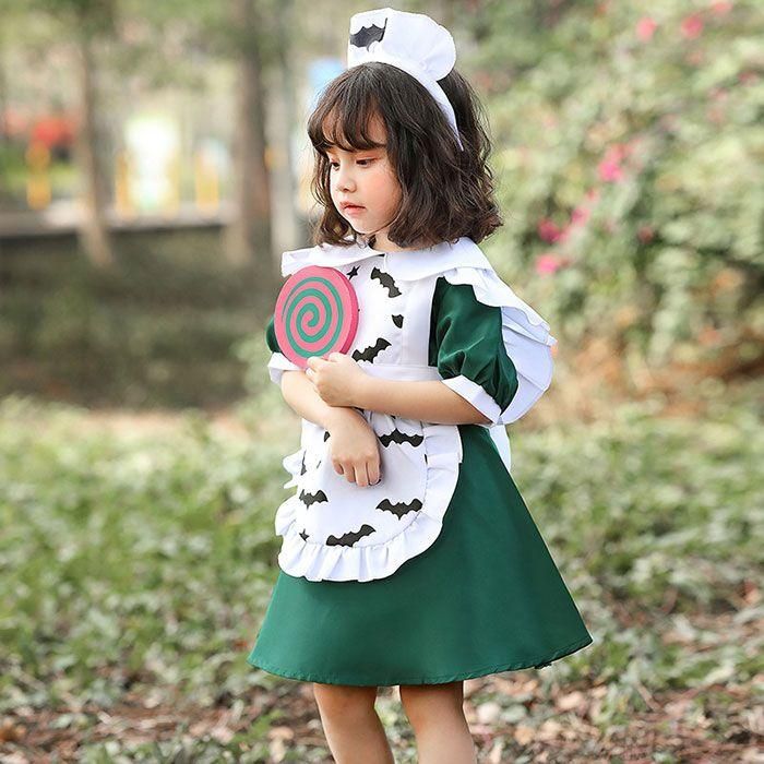 ハロウィン コスプレ 子供 仮装 衣装 キッズ ハロウィン 衣装 ウェイトレス ハロウィン 仮装 子供 半袖 ワンピース カチューシャ セット ハロウィン 衣装 女の子