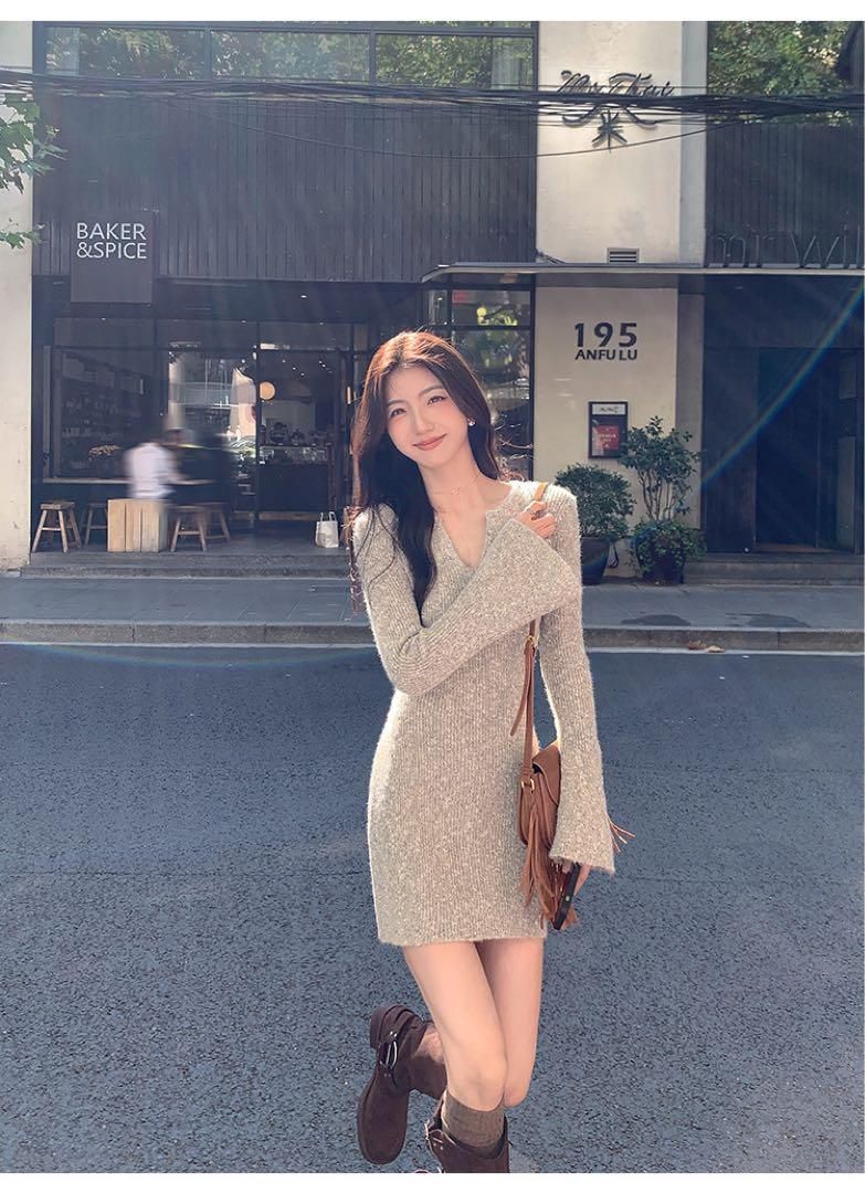 ♥ 春にぴったり ミニニットワンピース デートや女子会にも最適モテ服
