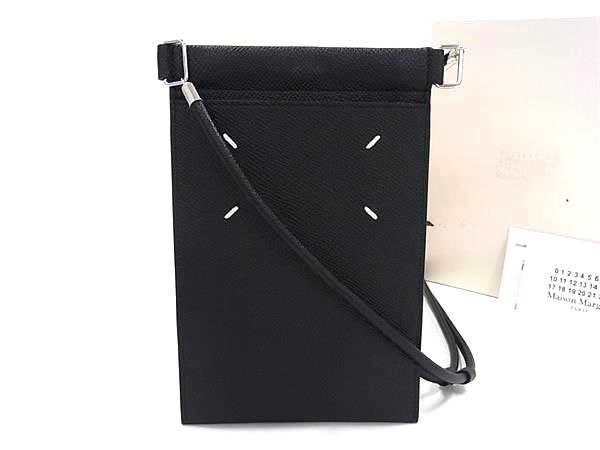 Maison Margiela メゾン マルジェラ 4ステッチ レザー ショルダーバッグ ポシェット クロスボディ ブラック系 FI9199