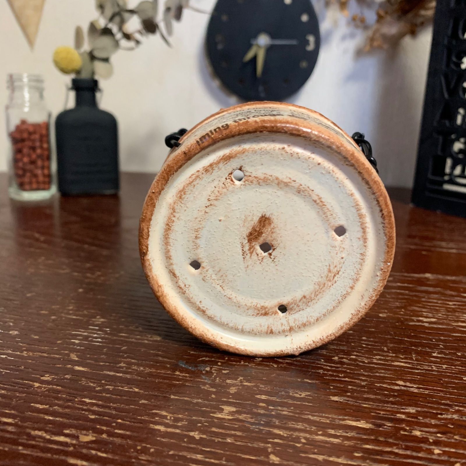 鳥かご風リメイク缶(小) アースホワイト ＊ リメ缶 多肉植物