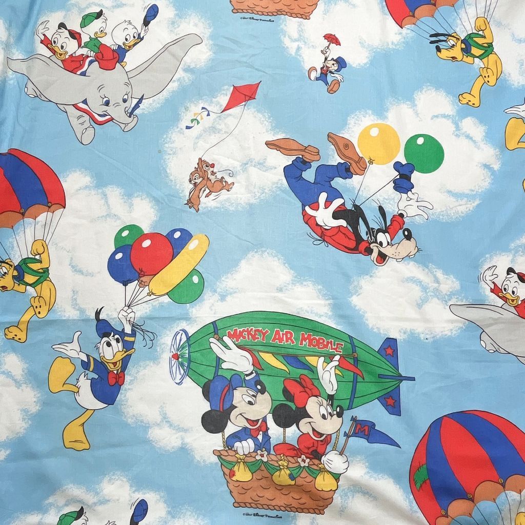 S36 80 s WALT DISNEY PRODUCTIONS TWIN box sheets 80年代 ディズニー ボックスシーツ