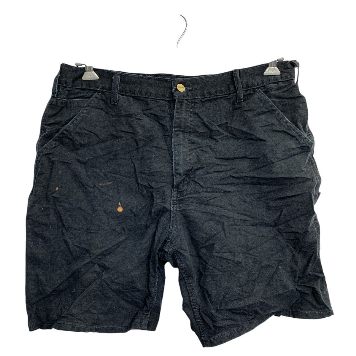 Carhartt ワークショートパンツ W36 カーハート ビッグサイズ ブラック コットン メキシコ製 古着卸 アメリカ仕入 2502-1045