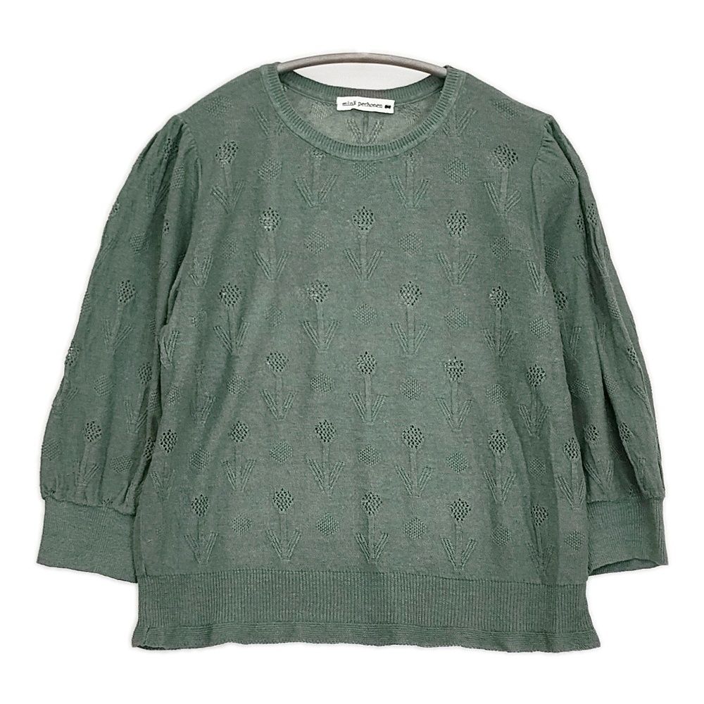 mina perhonen flower tale リネン 定価50600円 abs8737 サイズ38 ニット 23SS グリーン レディース ミナペルホネン 5-0902M♪