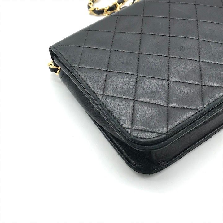 良品 CHANEL シャネル マトラッセ ココマーク ラムスキン プッシュロック チェーン ショルダー バッグ ブラック レディース k3819 CHANEL（シャネル） マトラッセ ココマーク プッシュロック チェーン