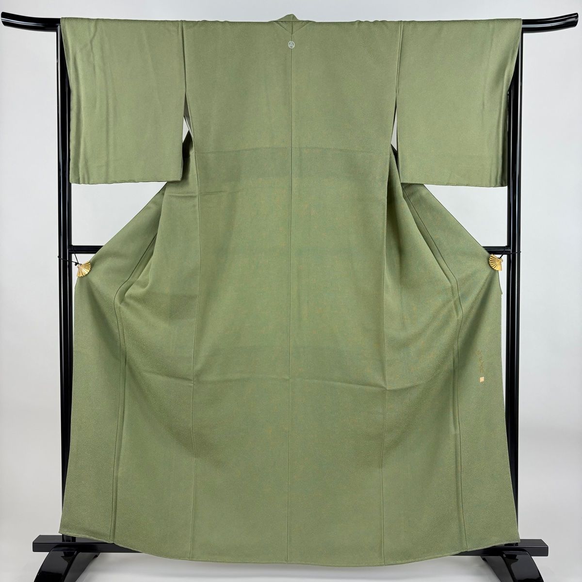 江戸小紋 身丈161.5cm 裄丈66.5cm M 袷 落款 鮫 鶯色 正絹 名品 一つ紋