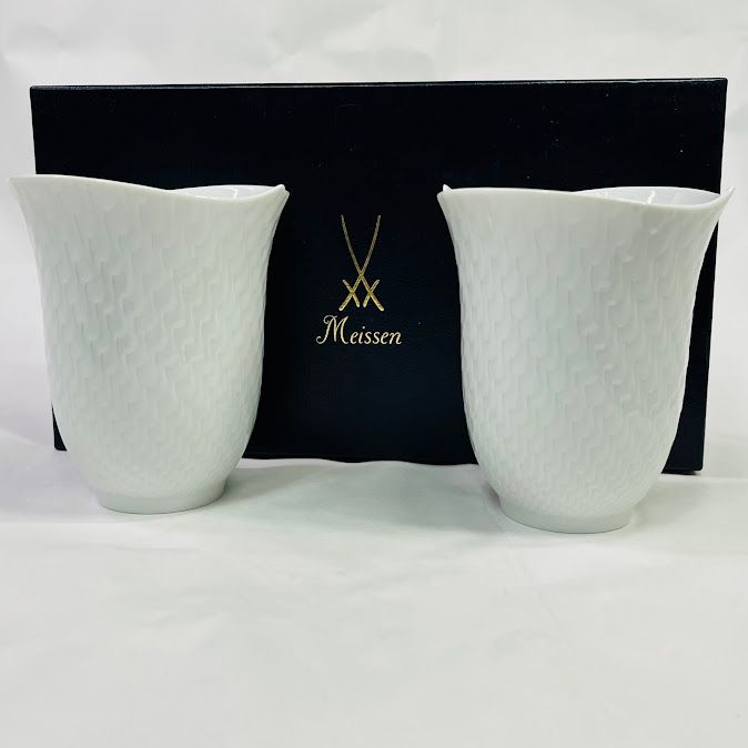 中古】マイセン 波の戯れ ホワイト ペア タンブラー AM/000000/55404