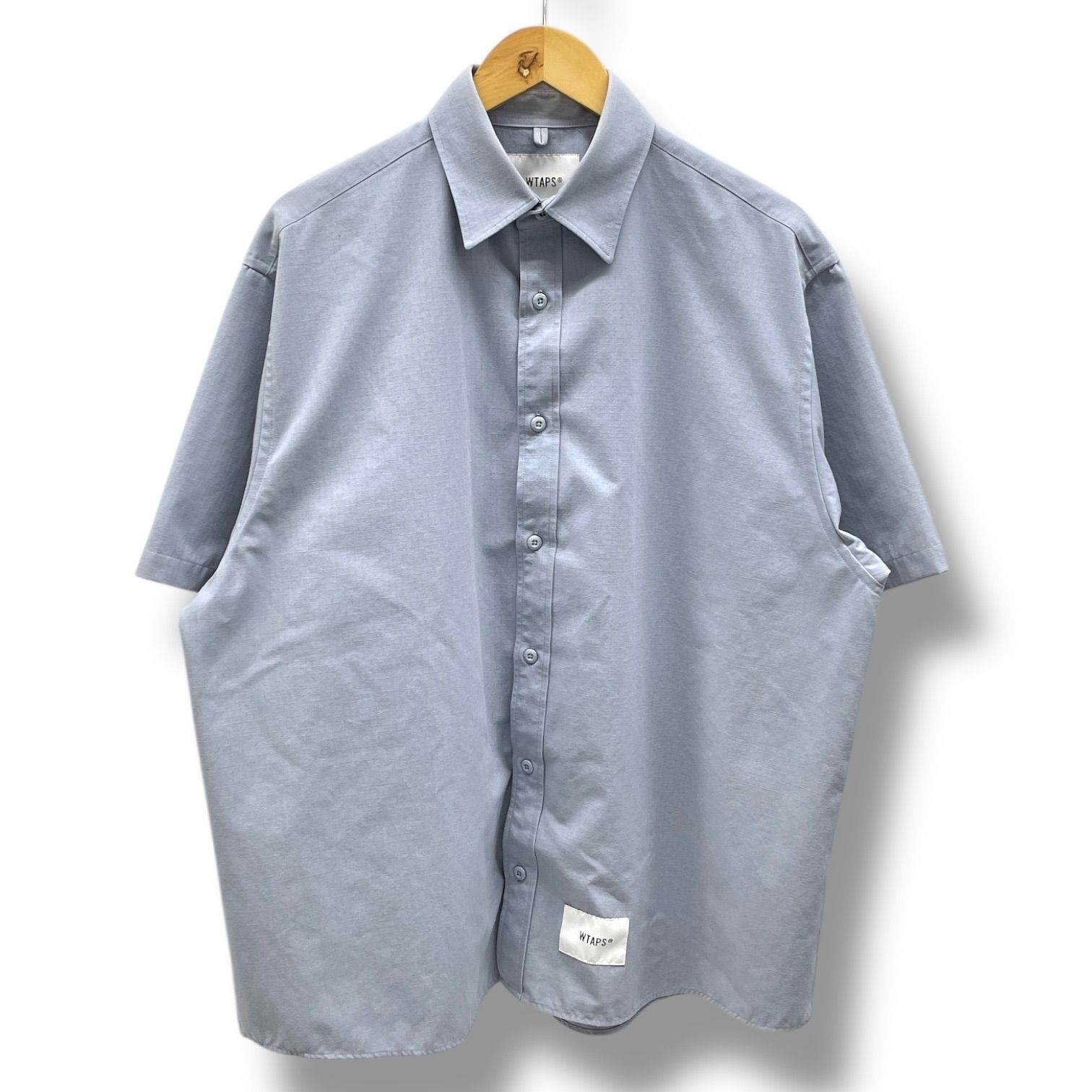 WTAPS ダブルタップス WTAPS REPO 01 SS CTPL RIPSTOP SIGN オーバーサイズシャツ 半袖 トップス 231TQDT-SHM02 青 ブルー Mサイズ メンズ 夏 ゴーゴー古着久喜倉庫店 No.1288