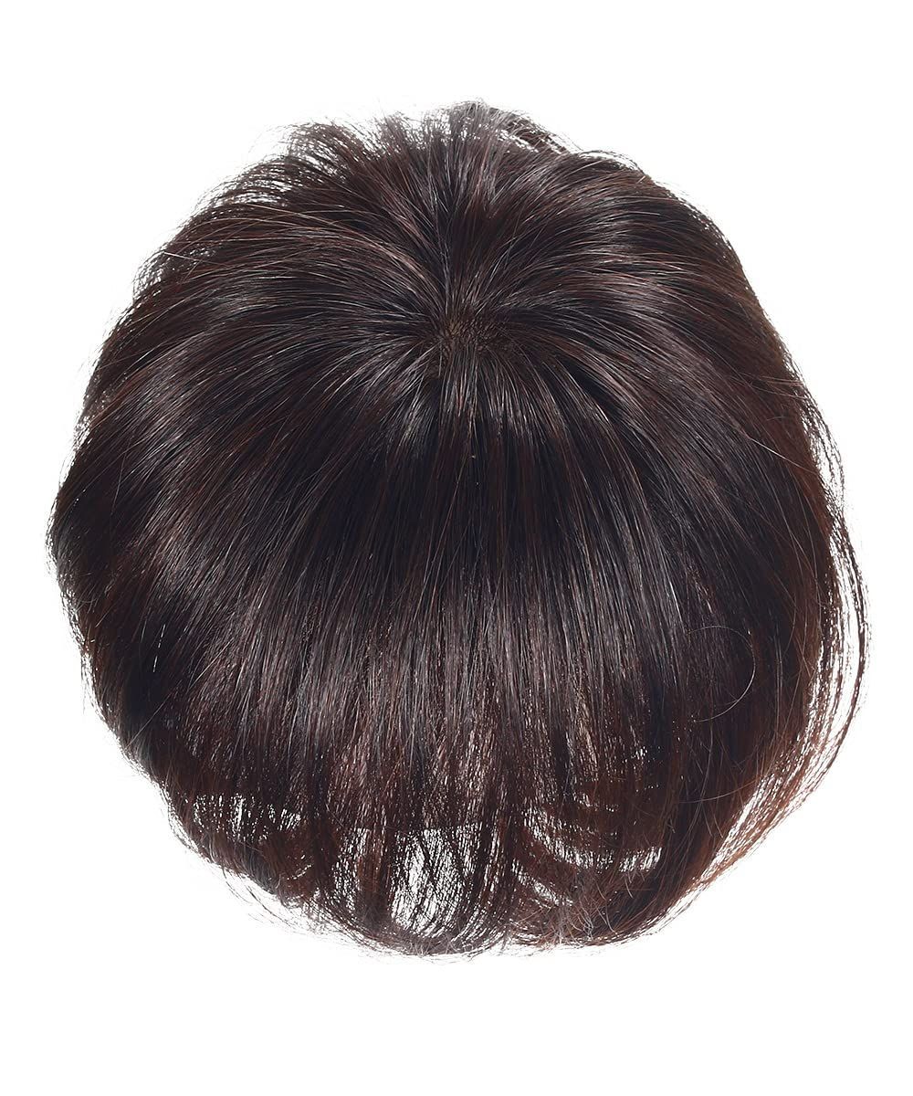 【特価商品】部分ウィッグ つむじ 人毛100% 人工皮膚 女性 夏用 母の日 部分 ウイッグ ヘアピース かつら HIYE 手植え シルク 絹 ステルス 人工スキン 白髪隠れ 薄毛 トップカバー (栗色)