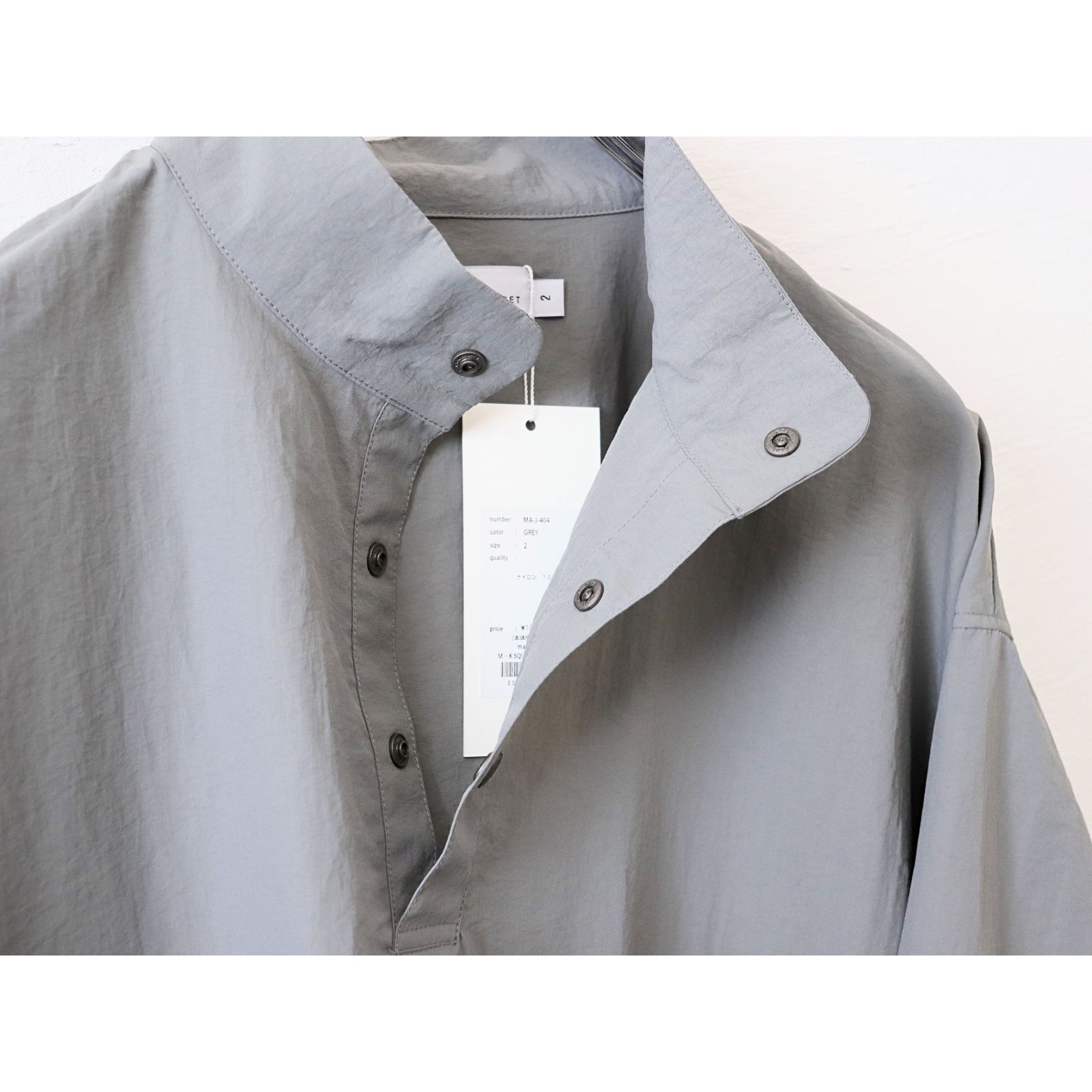 MANUAL ALPHABET / LIGHT SHELL SNAP TEE - GREY マニュアル