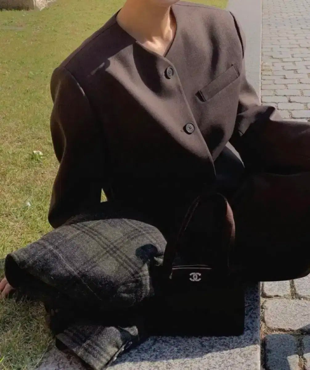 ged ged ウールクロップド セットアップ ブラウン チャコール セットアップ S