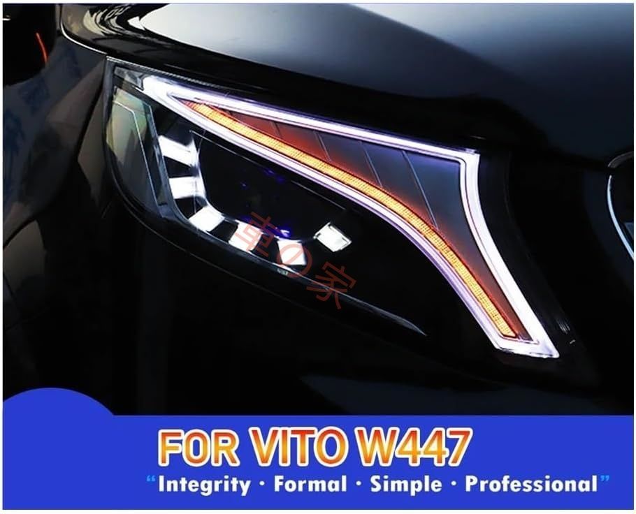ヘッドランプ照明アセンブリ メルセデスベンツ Vito W447 V260 2014-2021 ヘッドライト DRL ターンシグナル ハイビーム エンジェルアイ プロジェクターレンズ 自動車ヘッドライト交換用