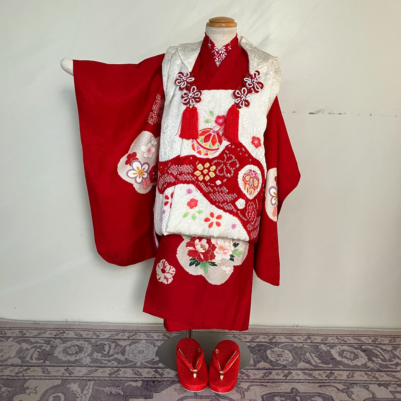 506agu13◎七五三 三歳 女の子 着物&被布のみ◎美品 3歳 着物 女の子 被布セット 七五三 七五三3歳女の子着物・半襦袢