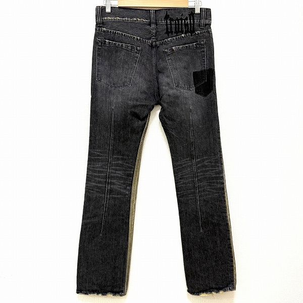 anc トロワゾ TroisO パンツ 31 黒系 ジーンズ デニム ゴールドラメ