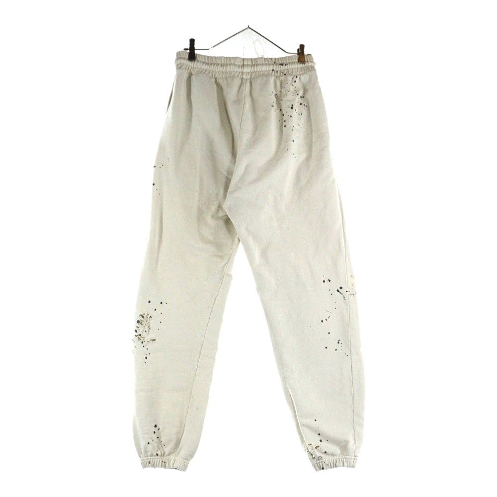 Palm Angels パームエンジェルス 25AW GLITTERED LOGO SWET PANTS グリッターロゴ ダメージ加工 スウェットパンツ アイボリー PMCH011F22FLE003