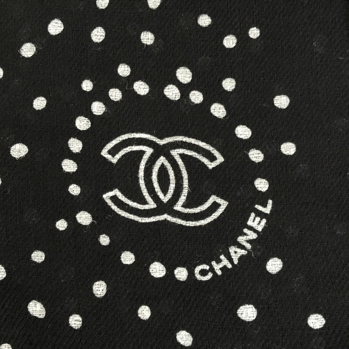 CHANEL ロゴ花柄ストール フリンジ付き