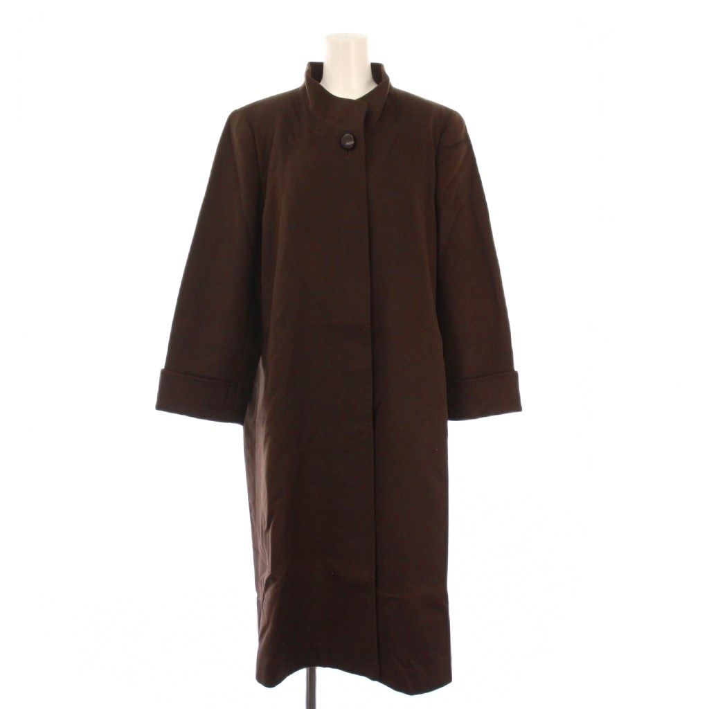 【売り尽くし！】 レリアン Leilian スタンドカラーコート アウター ロング丈 マフラー付き カシミヤ ウール混 ミンクファー 9 茶 ブラウン |BB 闘争