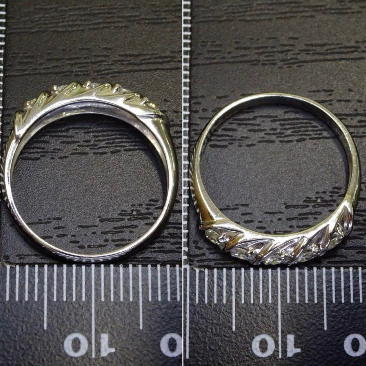 プラチナ pt900 天然ダイヤモンド5石 ハーフ エタニティ デザイン 