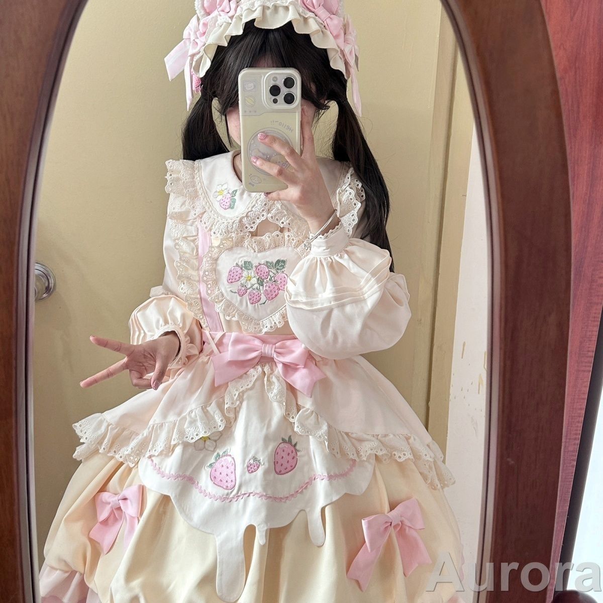 ロリータ　いちご柄　JSK いちご柄ジャンスカ 春夏 ノースリーブ フリル JSKのみ