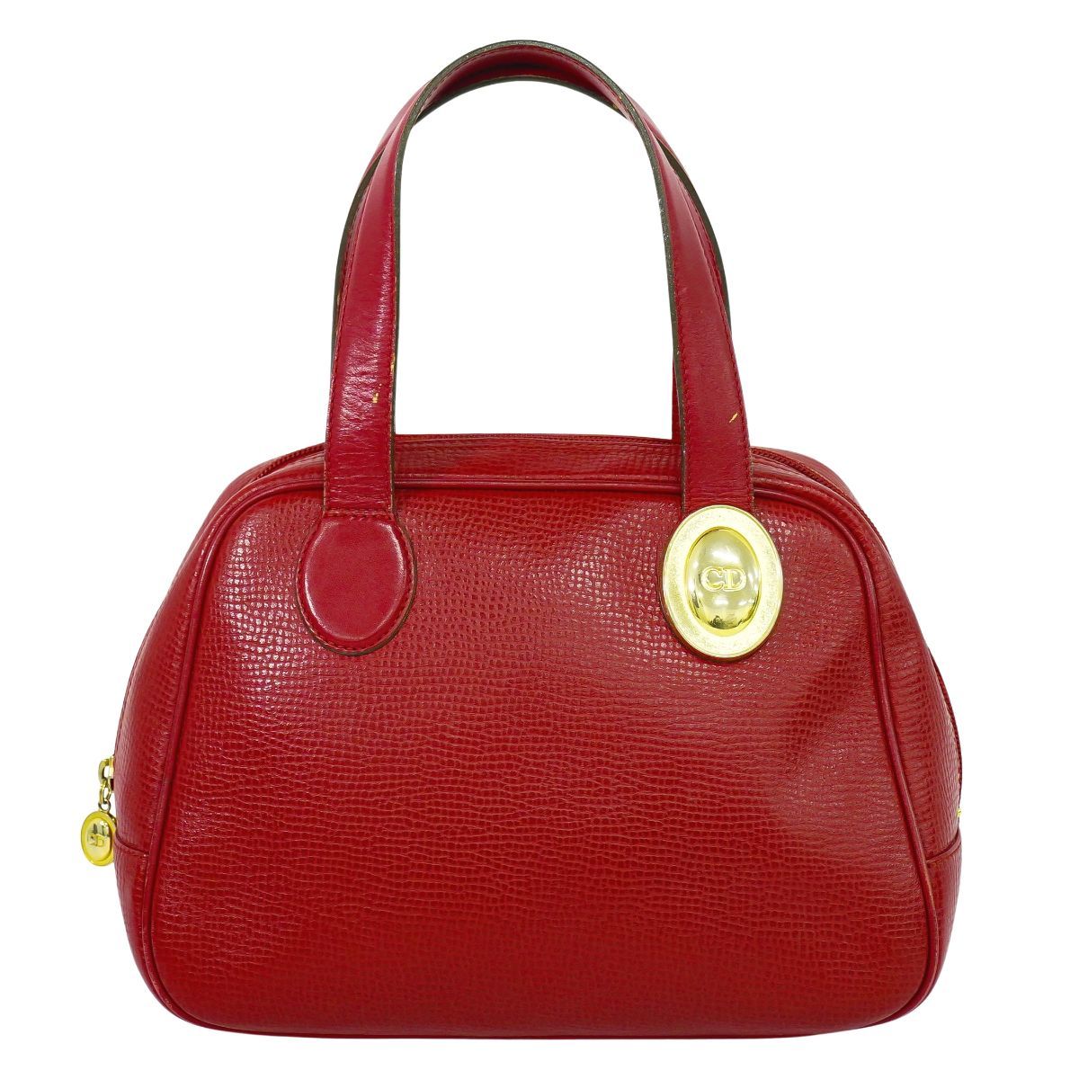 本物 クリスチャン ディオール Christian Dior レザー ミニ ボストンバッグ ハンドバッグ レッド バッグ フォロー割