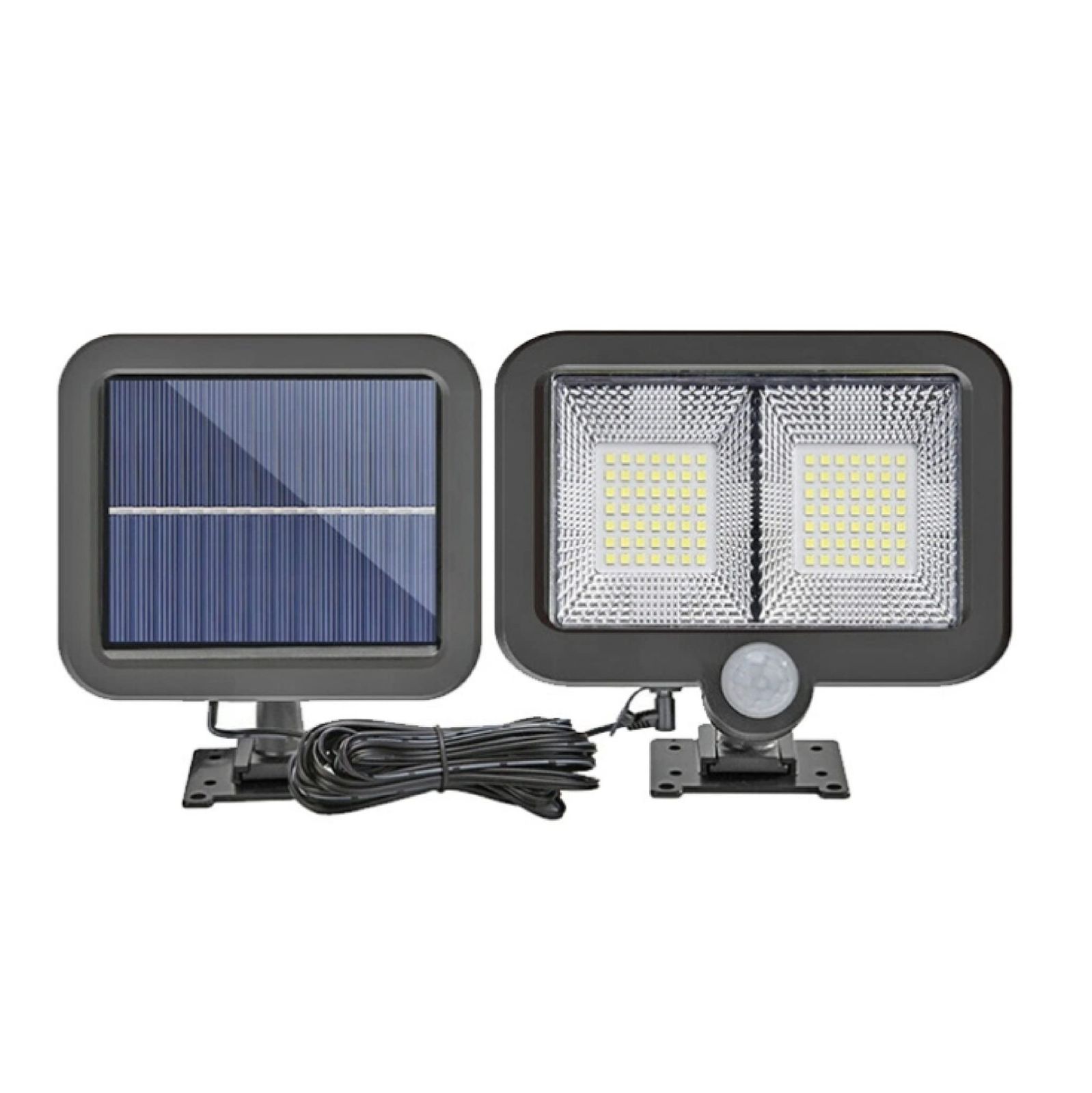 高輝度 56/98 LED ライト 人感センサー 自動ON/OFF 太陽光発電/充電 ソーラーパネル 分離型 3モード搭載 屋外照明 防犯 盗難防止 ガーデンライト 自動点灯 駐車場 玄関 庭先 誘導 ウォールライト 2個セッ [98LED / Medium]