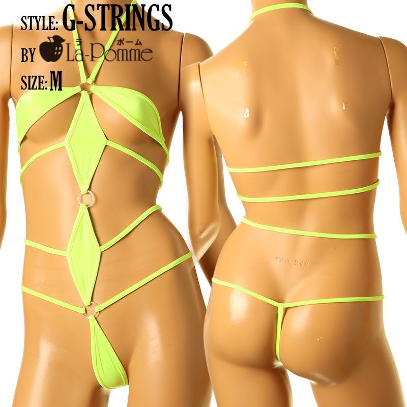 マイクロミニビキニ 発色が良く気持ちの良い肌触りのストレッチ生地 E6000生地 ホルターネック プレイスーツ Ｇストリングスタイル コスチュームビキニ レディースショーツ ビキニ ランジェリー La-Pomme（ラ・ポーム） 536014  Mサイズ