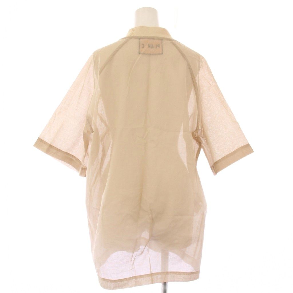 ここでご注文へようこそ! プランシー PLAN C カットソー 半袖 オーバーサイズ クルーネック シアー シースルー 無地 S ベージュ BB