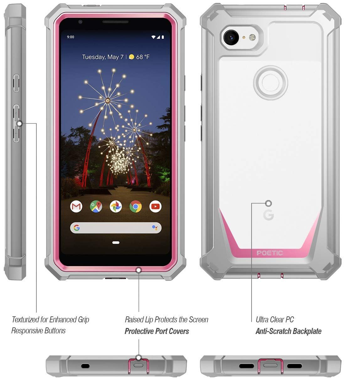 Pixel 3a ケース 含 Pixel3a フィルム 全面保護カバー フルセット 防指紋 耐衝撃 Google Pixel 3a ケース グーグル ピクセル3a 携帯電話ケース 防塵 バンパー Poetic 2019 グーグルピクセル3a Guar [ピンク] - メルカリ