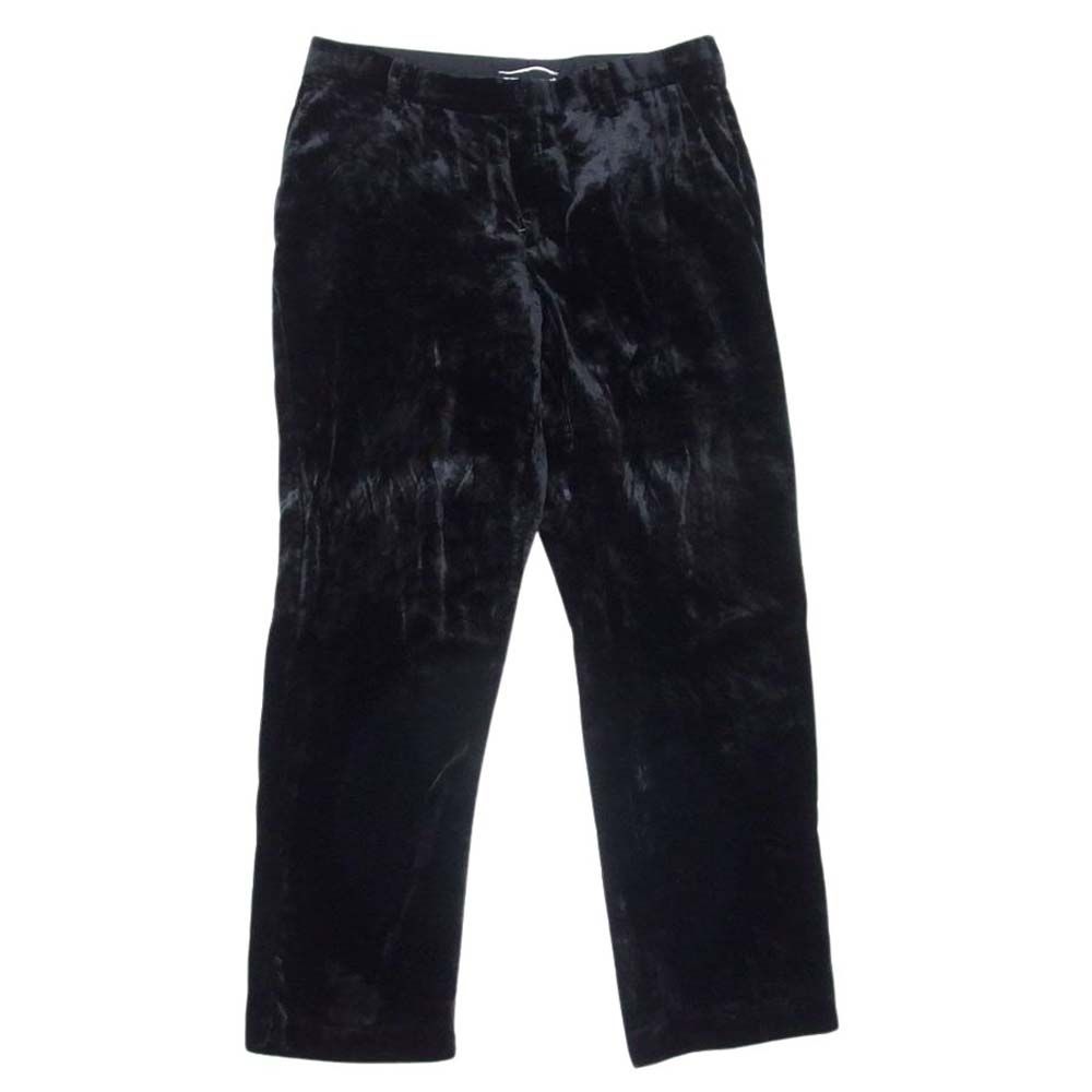 SAINT LAURENT サンローラン 530732 Y099T クラッシュ ベルベット ロング パンツ ブラック系 46