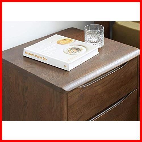 オーク無垢材製サイドテーブル：組立不要＆多機能収納 サイド テーブル