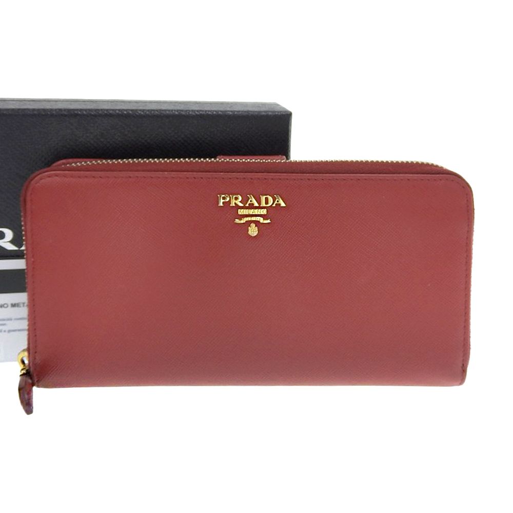 本物保証】 箱・保付 プラダ PRADA ラウンドファスナー長財布