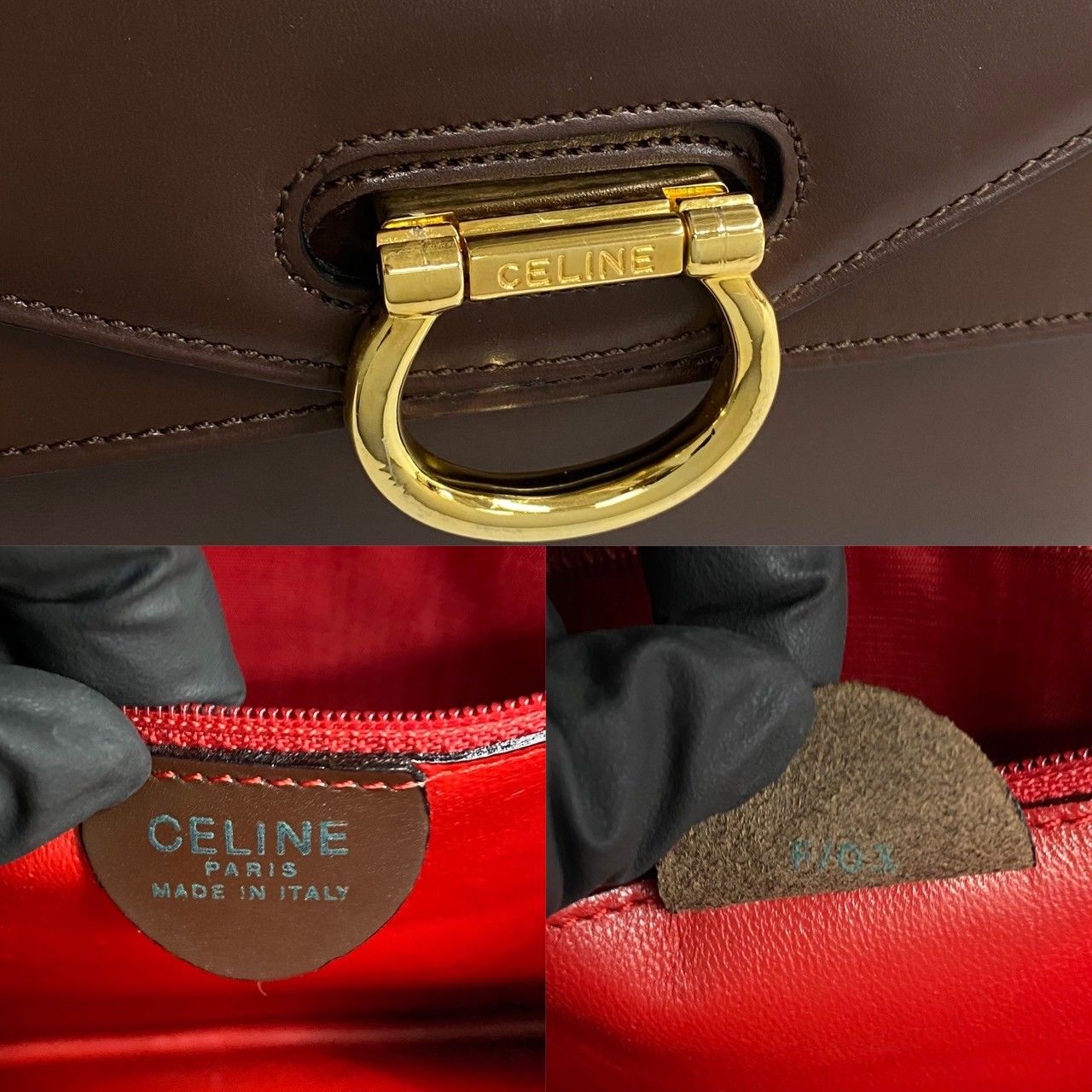極 美品 レア品 CELINE セリーヌ ヴィンテージ ロゴ 金具 カーフ 極 美品 レア品 CELINE セリーヌ ヴィンテージ ロゴ 金具 カーフ