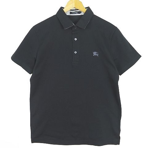 バーバリーブラックレーベル BURBERRY BLACK LABEL 鹿の子 ポロシャツ 半袖 2 ブラック 2sa6727