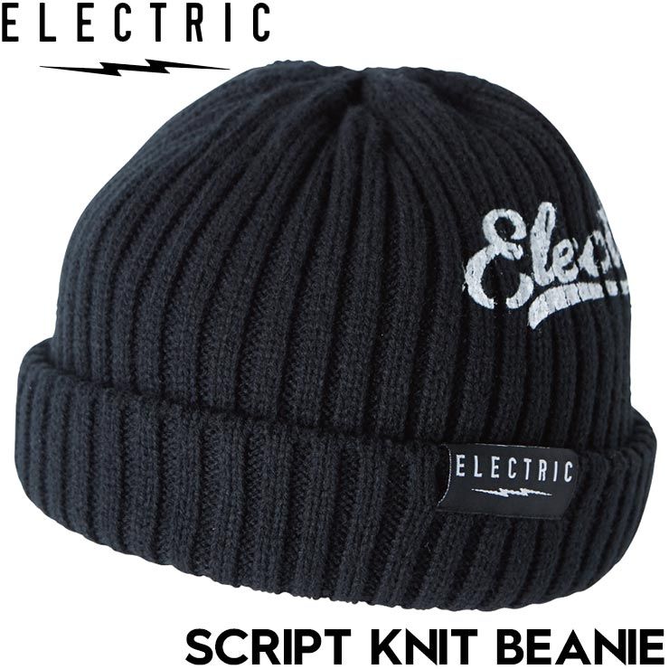 ニットキャップ カフビーニー ELECTRIC エレクトリック SCRIPT BEANIE E24FC04 BLK 日本代理店正規品