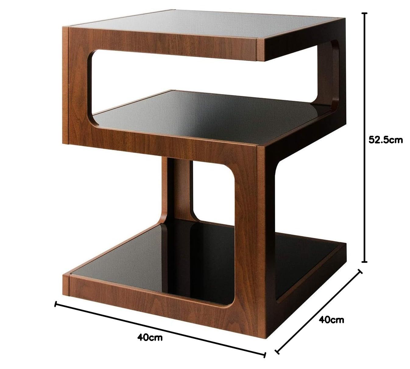 数量 ARCA 幅40×奥行き40×高さ52.5cm サイドテーブル ブラウン 3段ガラス天板 宮武製作所 ST-403 BR MARWIL-DEMENAGEMENTS_CH