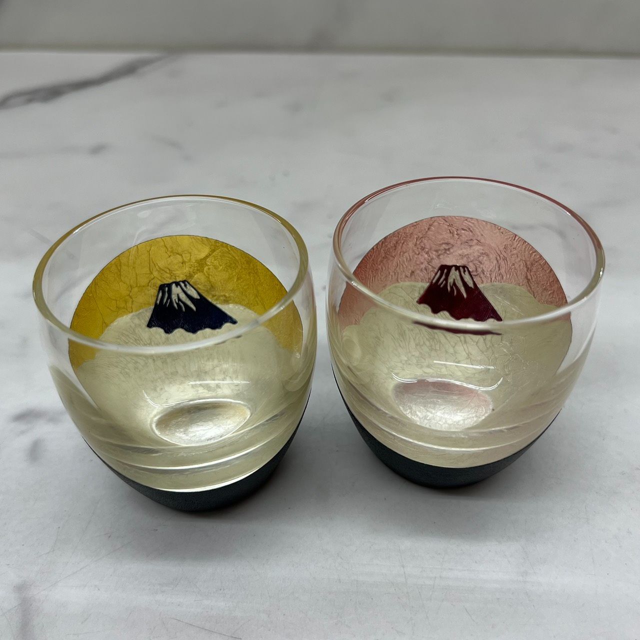未使用品】 鳥羽漆芸 金剛石目塗 うるしの酒盃 富士山柄 2個セット