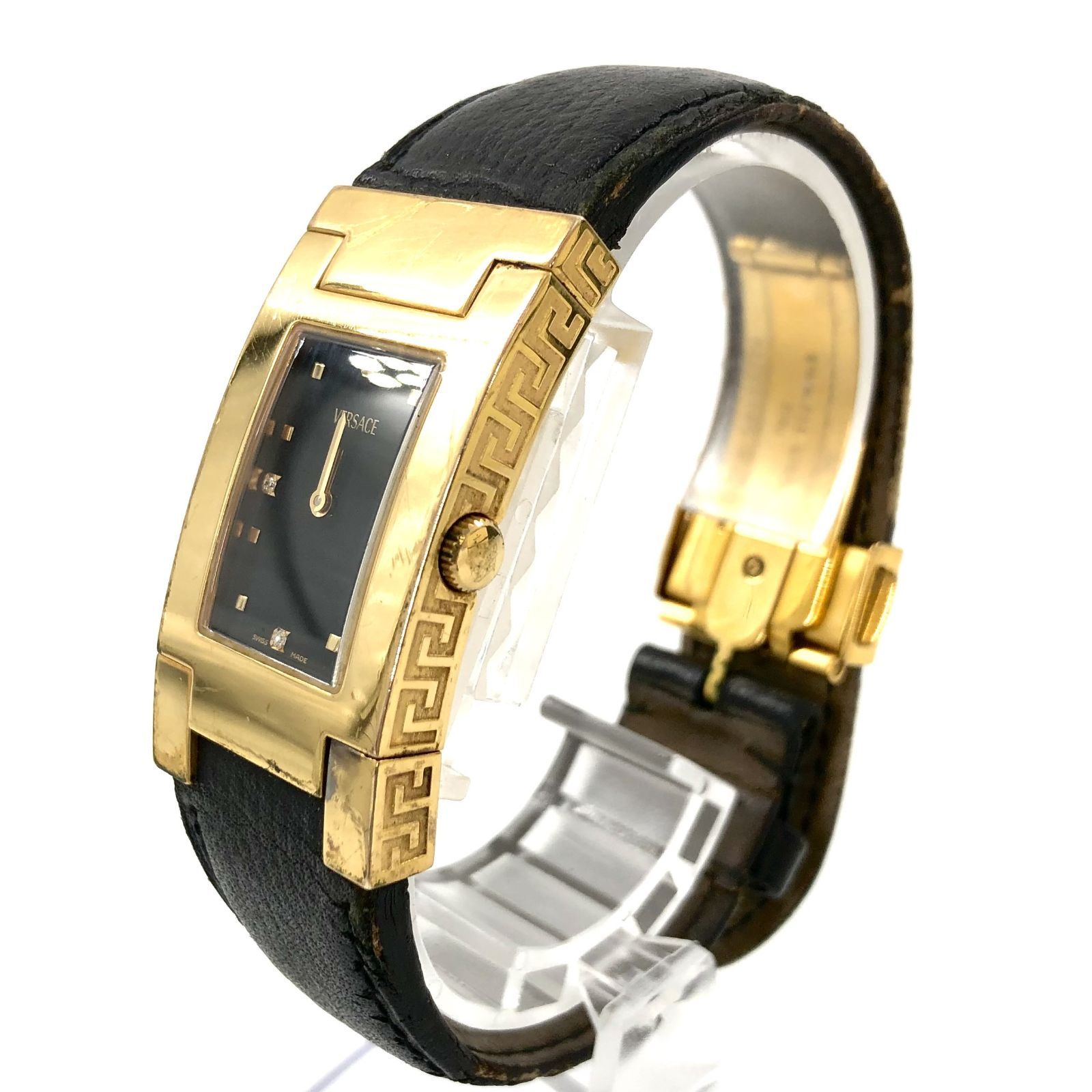 VERSACE ヴェルサーチ ALQ90 メンズ時計 VERSACE ヴェルサーチ ALQ90 メンズ時計 QZ SS/革 ブラック文字