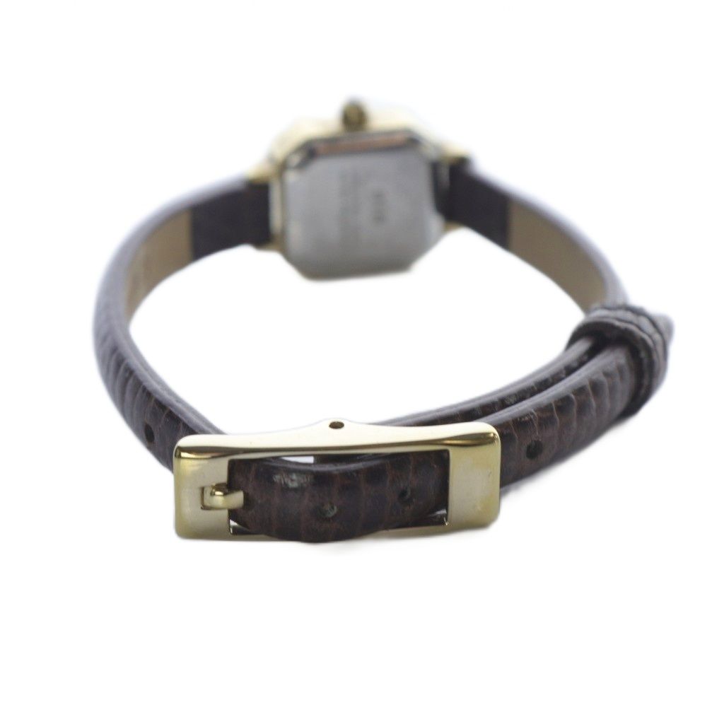 エテ ete クォーツ オクタゴンフェイス レザーベルト 腕時計 茶色