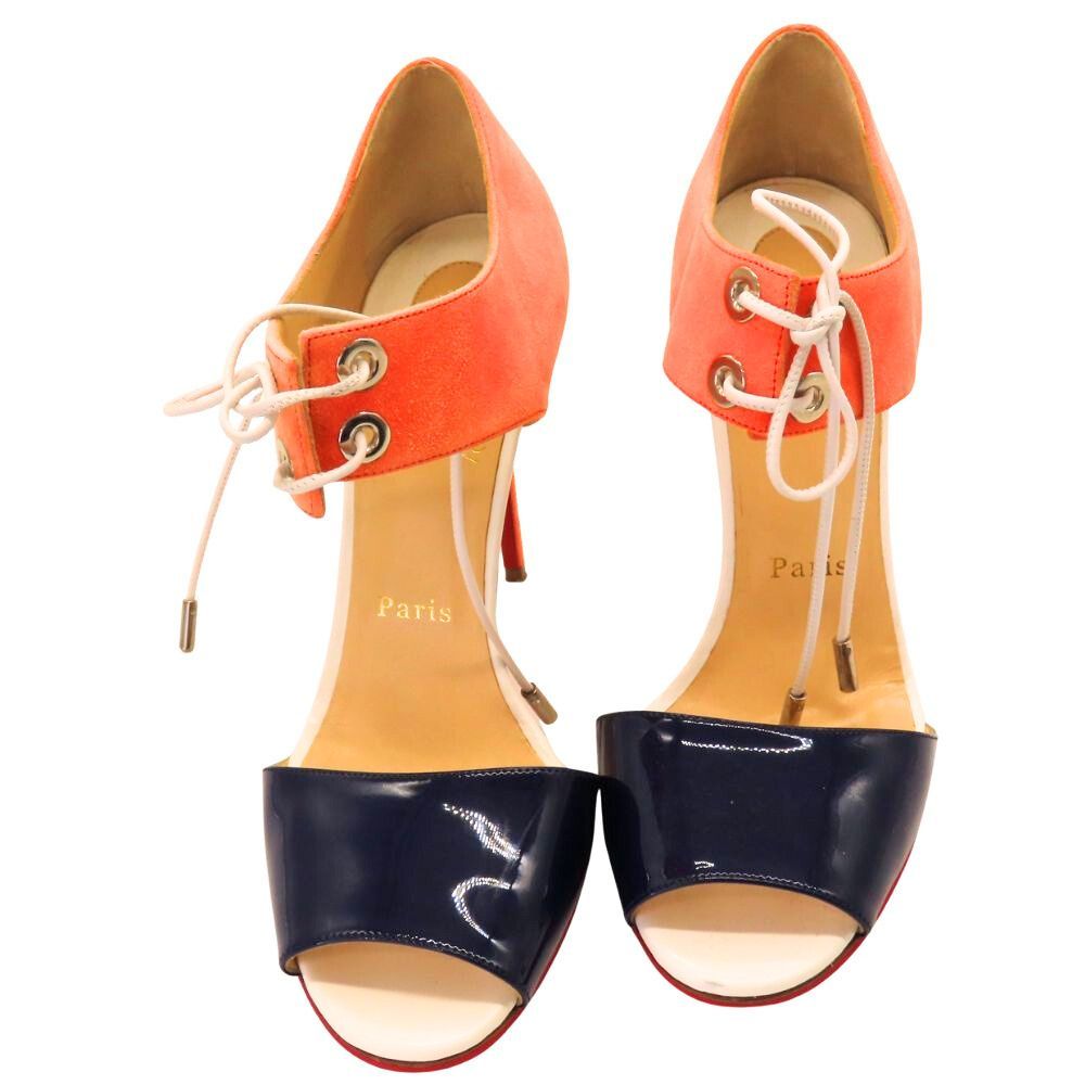 Christian Louboutinクリスチャン ルブタン 1151097 3カラーサンダル サイズ38 約25cm レディース ピンヒール 10.5ｃｍヒール マルチカラー シューズ 靴 A2300489 無料ギフトラッピング承ります