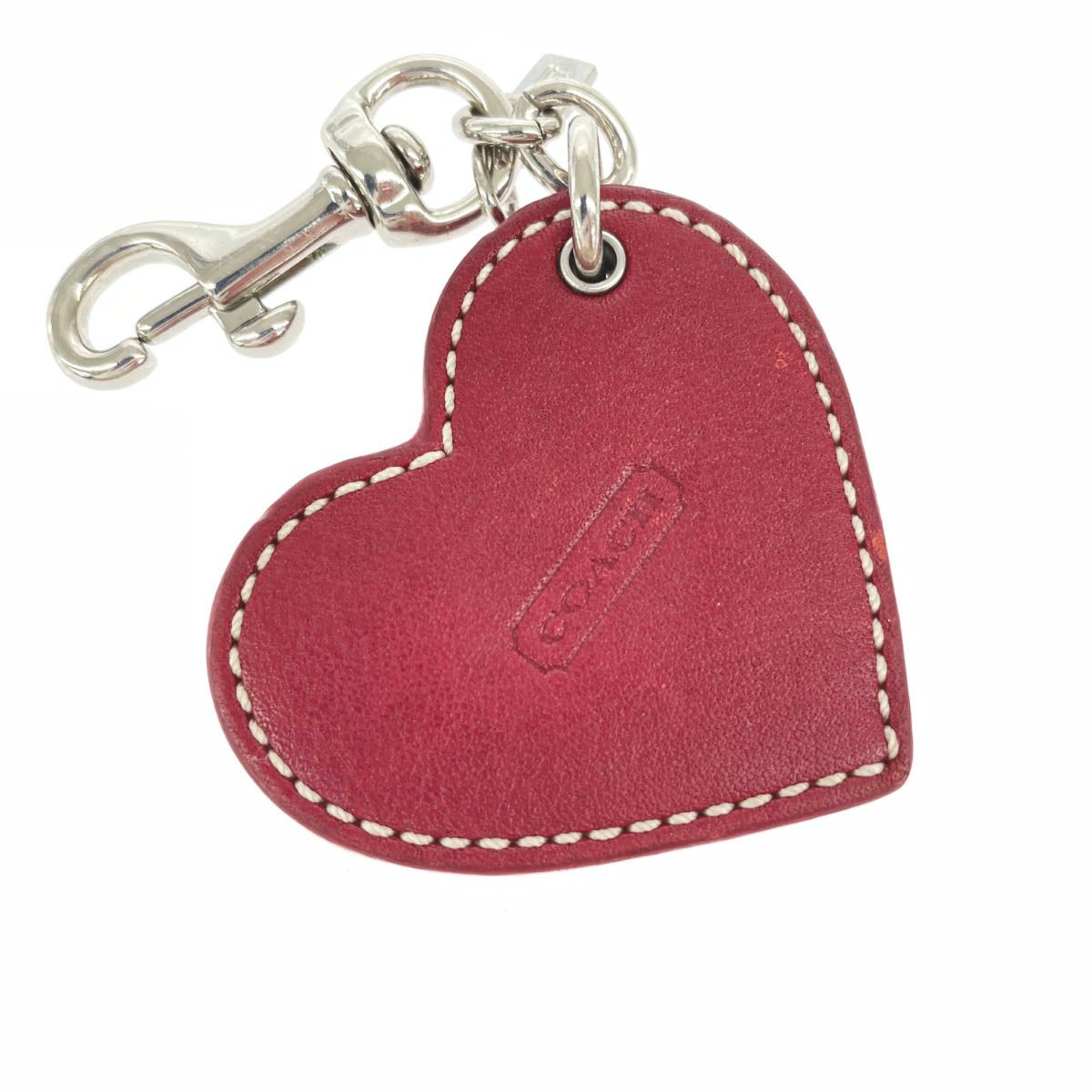 良好 COACH コーチ キーホルダー レッド レザー レディース