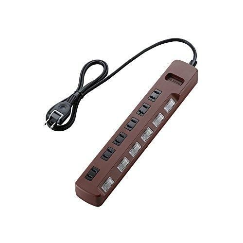 エレコム 電源タップ color style 雷ガード 省エネ 個別スイッチ 6個口 1m ブラウン T-BR04-2610BR