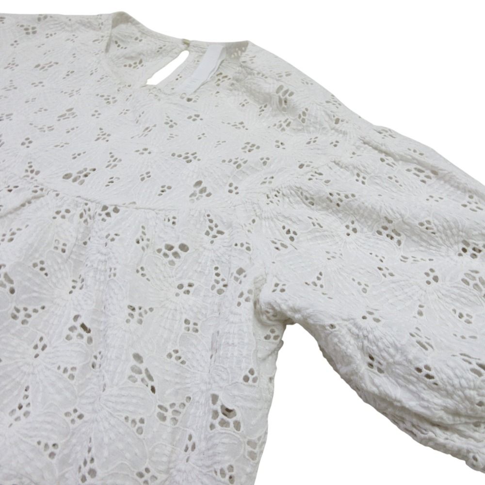 美品 MARTEL マーレット パフスリーブ かぎ編み レースブラウス  