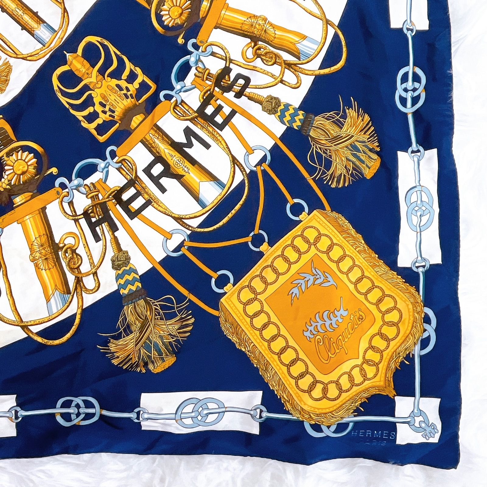 エルメス カレ90 Cliquetis シルク フリンジ タッセル シルク エルメス カレ90 Cliquetis シルク フリンジ タッセル シルク