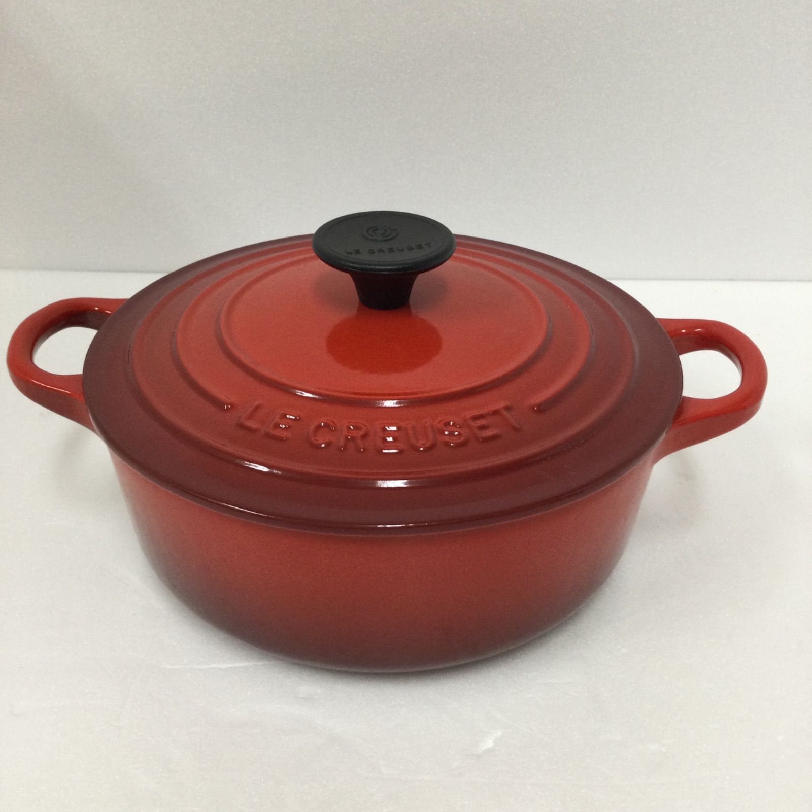 美品 LE CREUSET ル クルーゼ ココット ロンド 18cm 両手 鍋 レッド