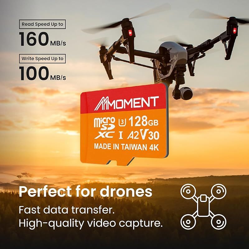 MMOMENT 128GB A2V30 MicroSDXCカード Gopro対応 SDアダプター付 読込最大160MB s 0