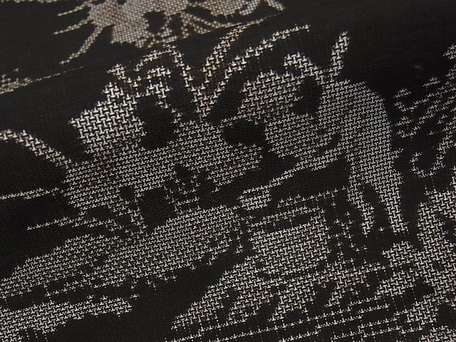 鳥獣戯画　本場大島紬 秋冬 超美品 和装 着物 袷 紬 本場大島紬 鳥獣戯画 153 カタス式