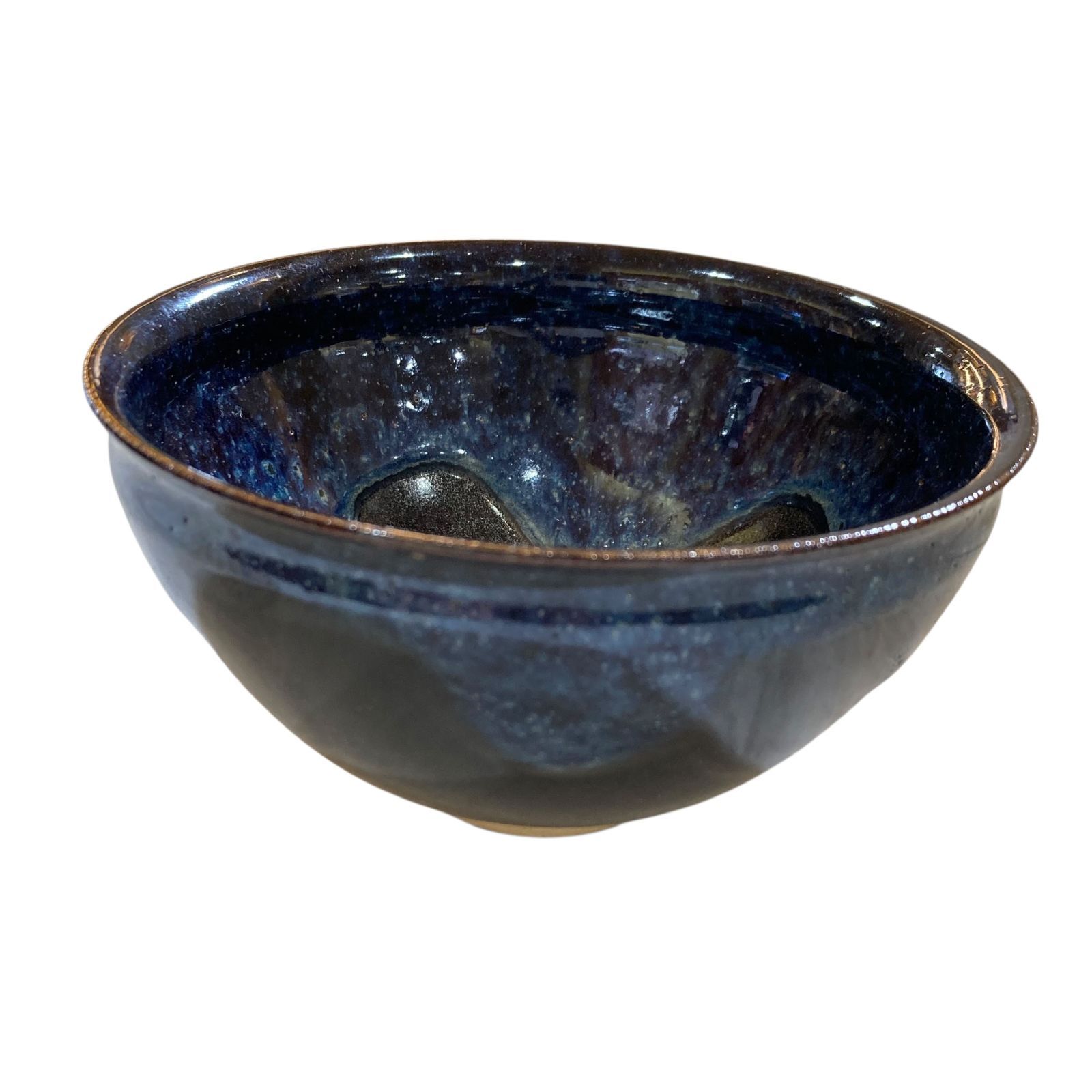 中古○草山/曽山？○天目茶碗 貴人茶碗 作者不明 裏刻印有 青