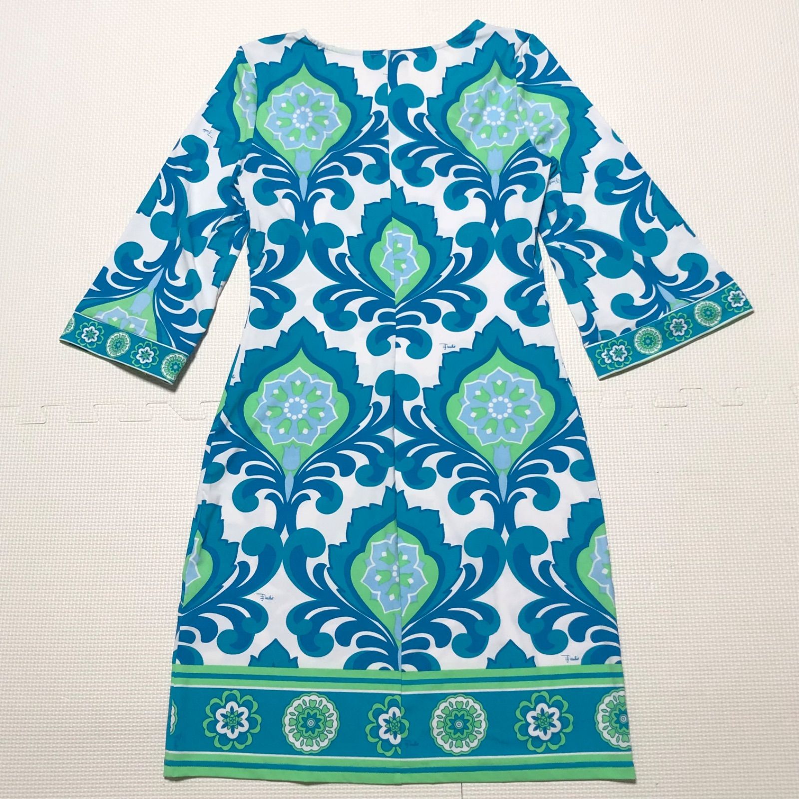□美品□EMILIO PUCCI エミリオプッチ 七分袖ワンピース 花柄 プッチ柄 